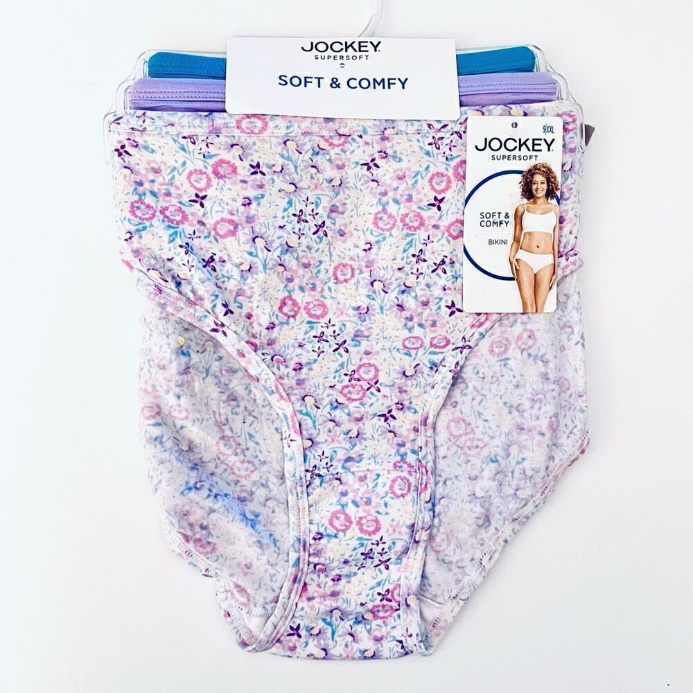 NWT 3Pack Jockey 9/XXL Supersoft Soft & Comfy Purple, Blue teal Bikini Panty Set